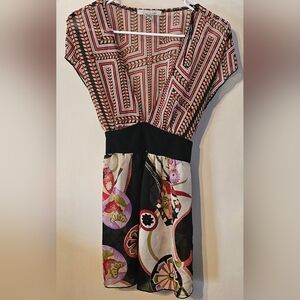 Charlotte Russe Pink V-Neck Cap Sleeve Blouse